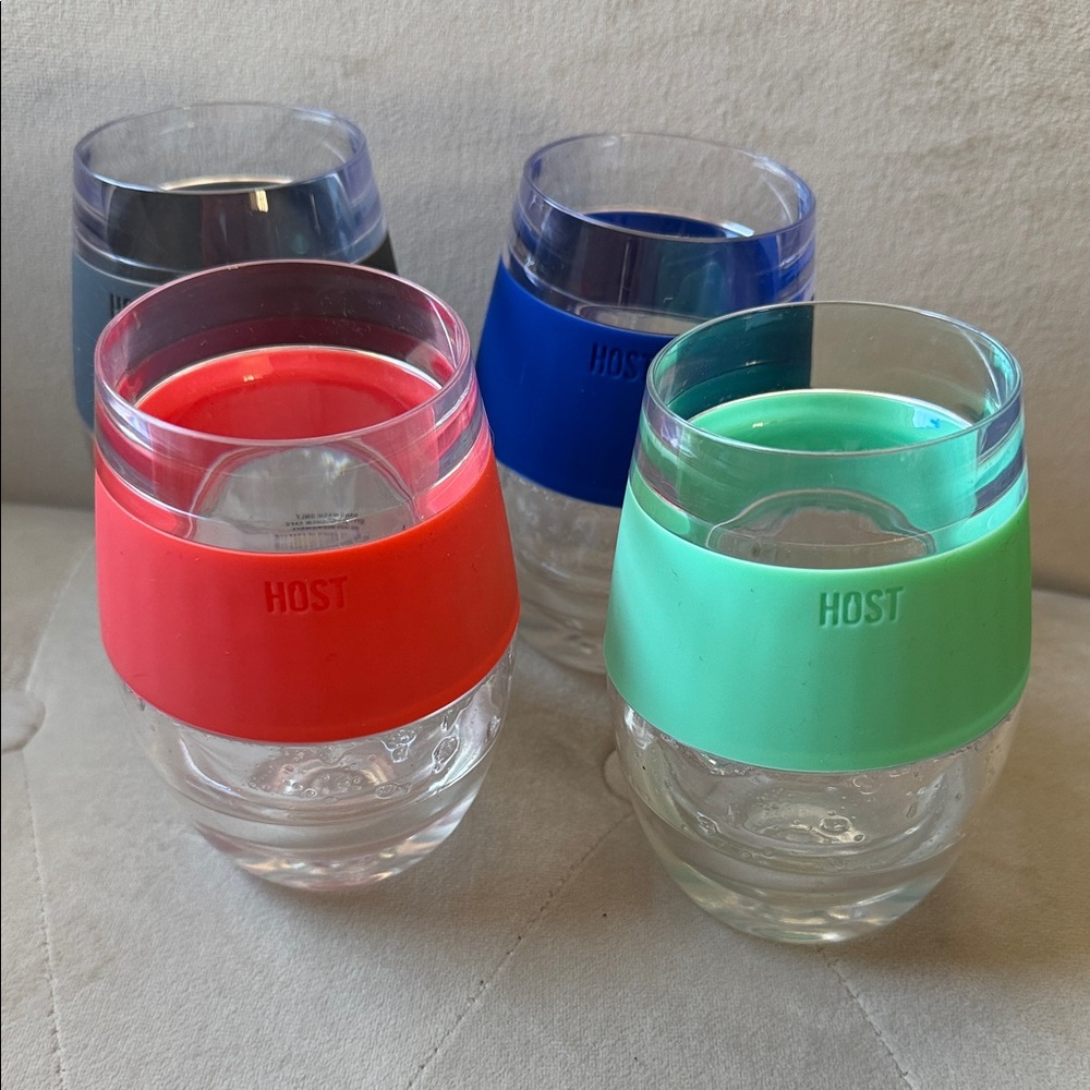 Host double walled wine Freeze cooling cups - Set of 4 (Red, Mint, Blue, Gray)